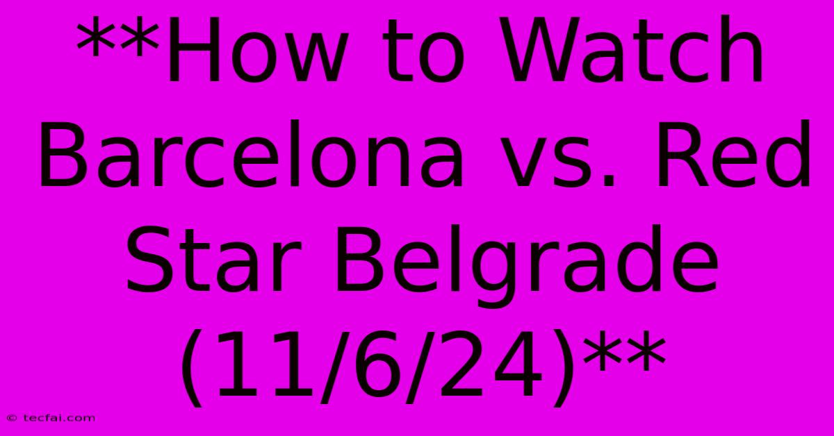 **How To Watch Barcelona Vs. Red Star Belgrade (11/6/24)** 