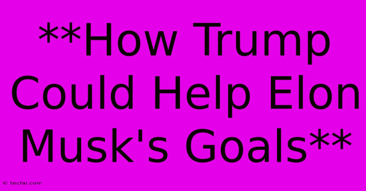 **How Trump Could Help Elon Musk's Goals**