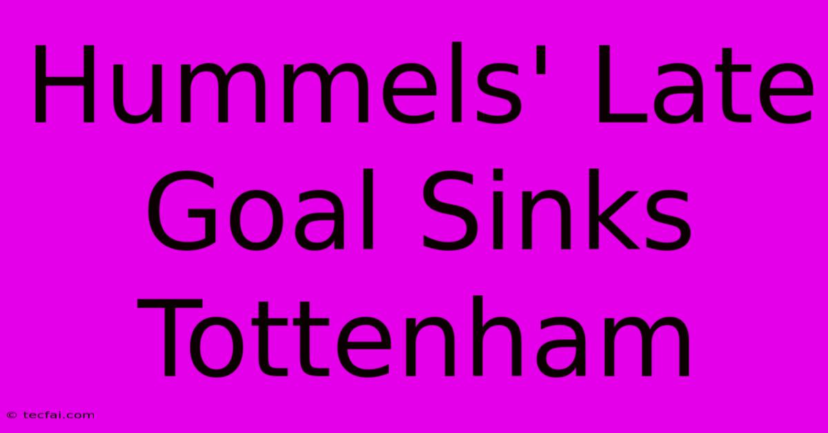 Hummels' Late Goal Sinks Tottenham