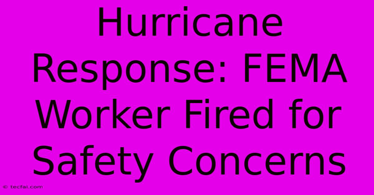 Hurricane Response: FEMA Worker Fired For Safety Concerns