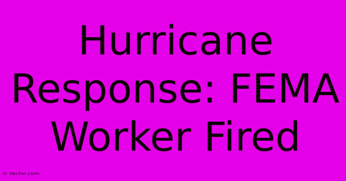 Hurricane Response: FEMA Worker Fired