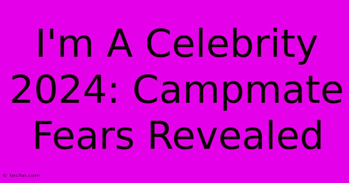 I'm A Celebrity 2024: Campmate Fears Revealed