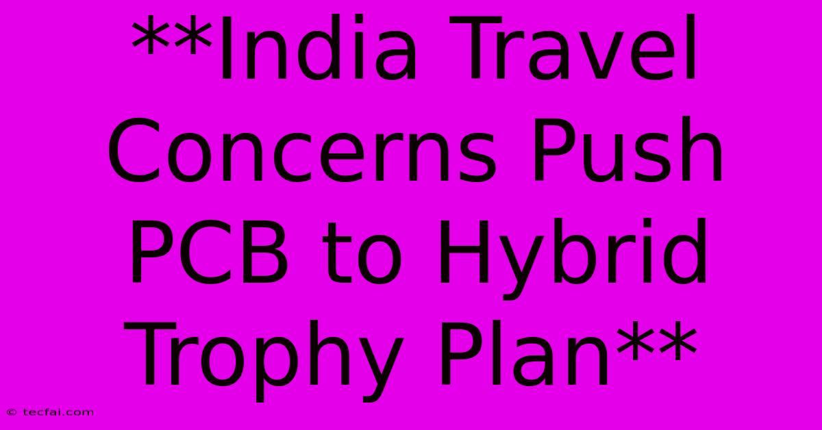 **India Travel Concerns Push PCB To Hybrid Trophy Plan**