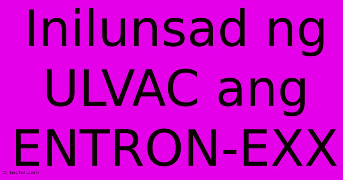 Inilunsad Ng ULVAC Ang ENTRON-EXX