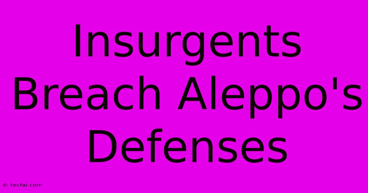 Insurgents Breach Aleppo's Defenses