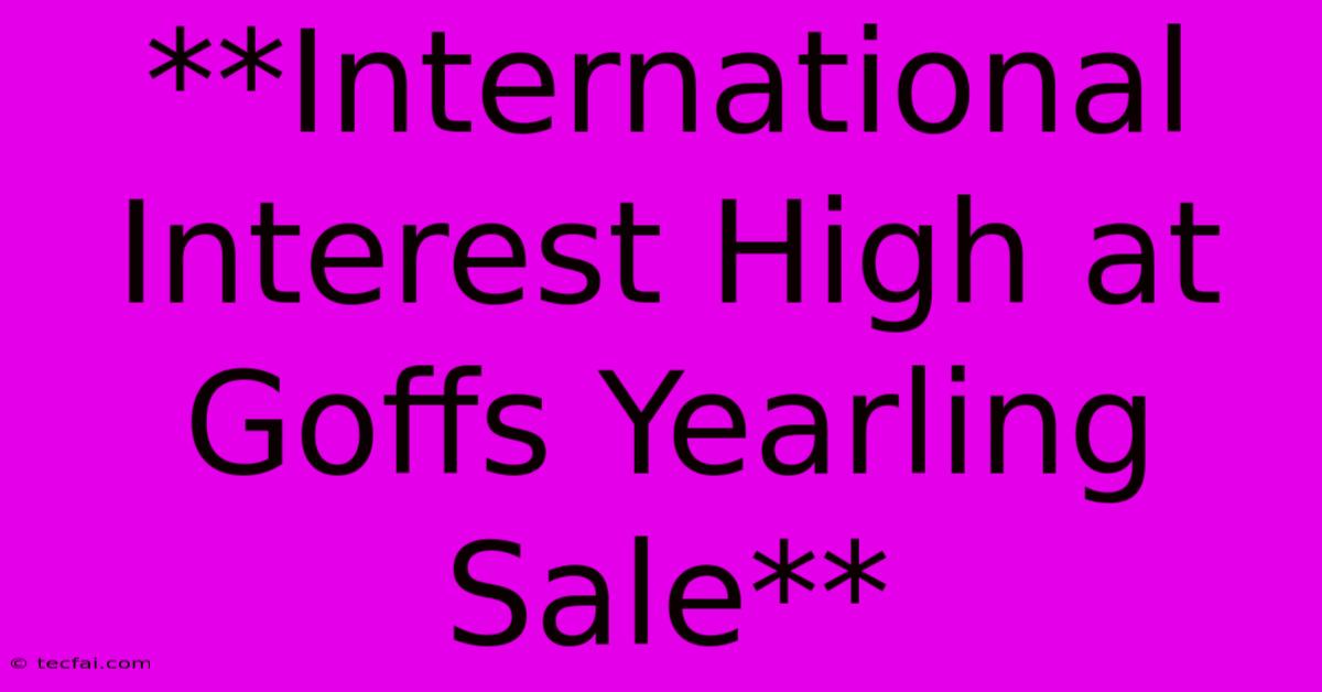 **International Interest High At Goffs Yearling Sale**