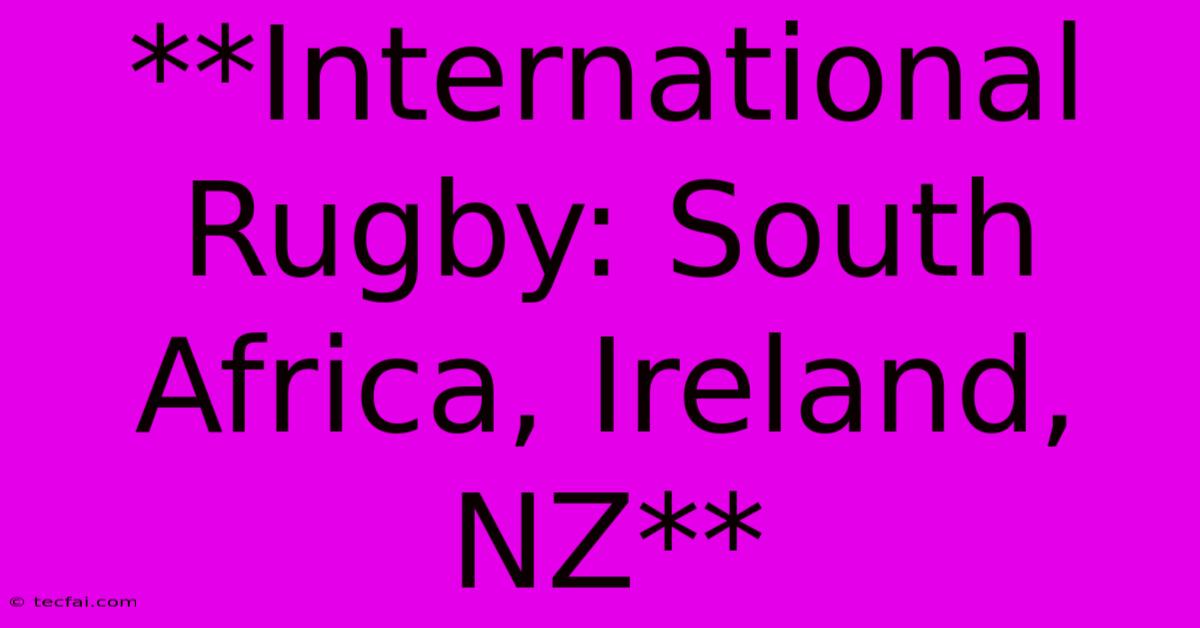 **International Rugby: South Africa, Ireland, NZ**