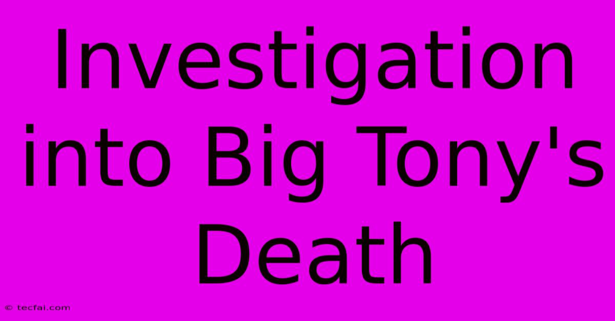 Investigation Into Big Tony's Death