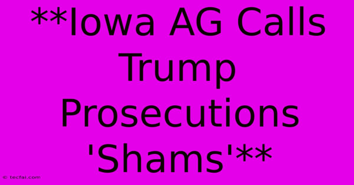 **Iowa AG Calls Trump Prosecutions 'Shams'**