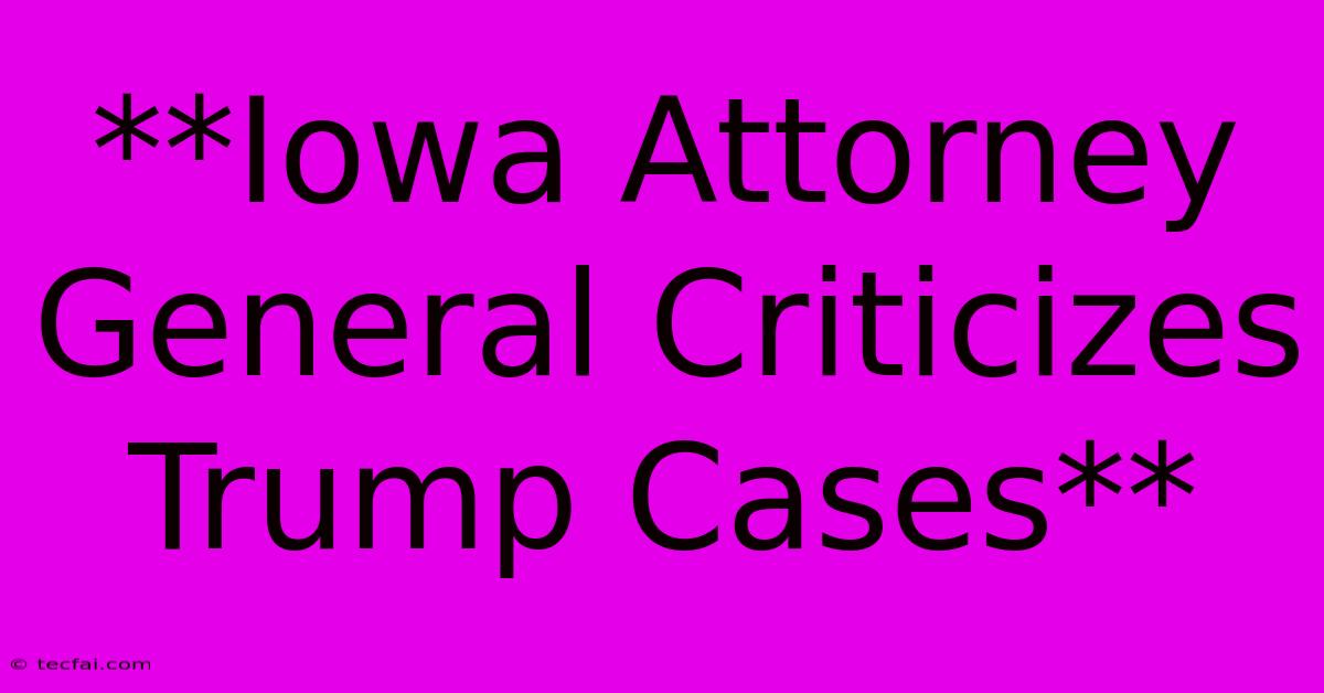 **Iowa Attorney General Criticizes Trump Cases**