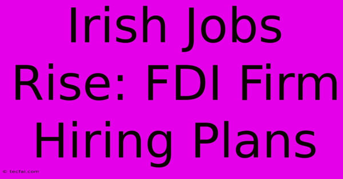 Irish Jobs Rise: FDI Firm Hiring Plans