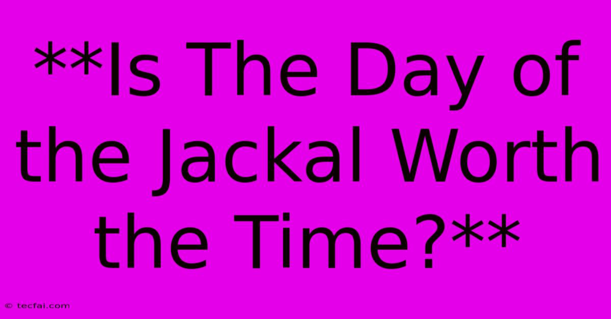 **Is The Day Of The Jackal Worth The Time?**