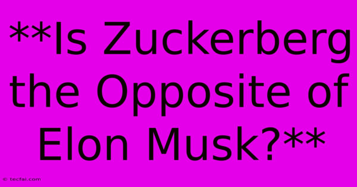 **Is Zuckerberg The Opposite Of Elon Musk?**