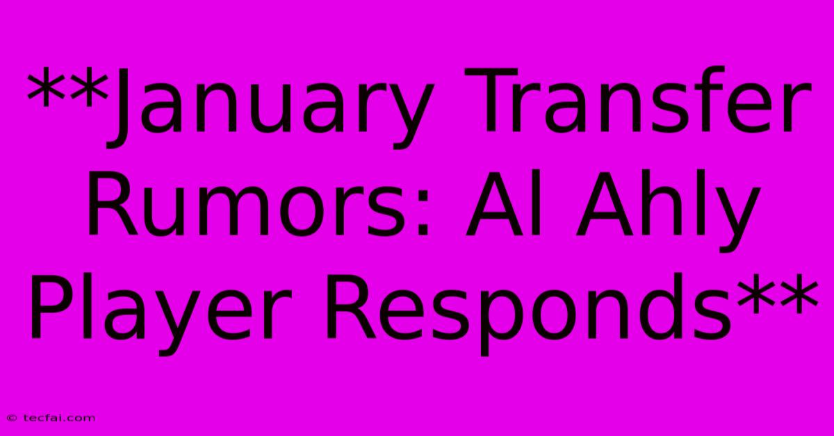 **January Transfer Rumors: Al Ahly Player Responds** 