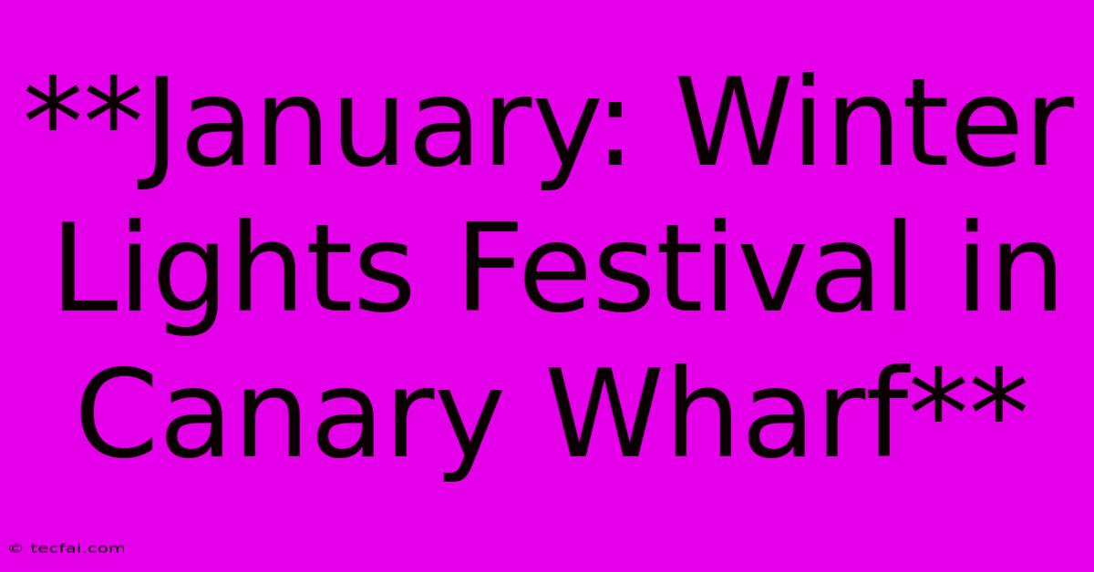 **January: Winter Lights Festival In Canary Wharf** 