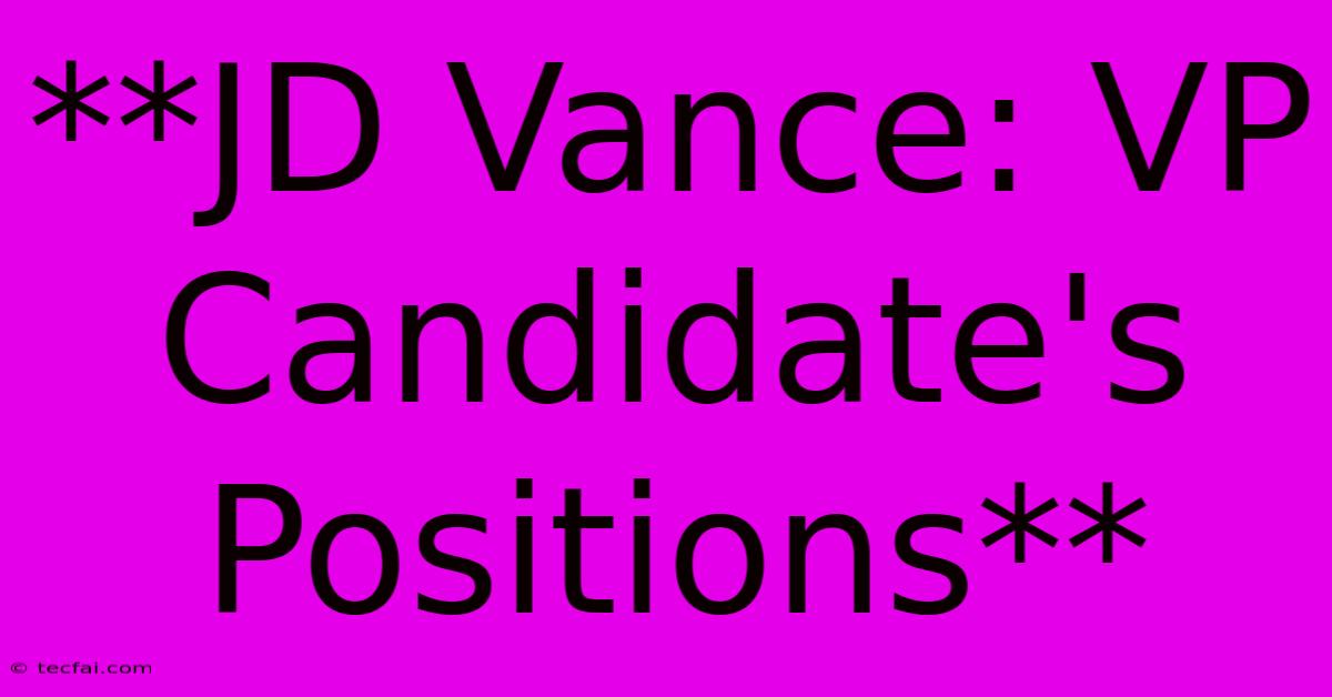 **JD Vance: VP Candidate's Positions**