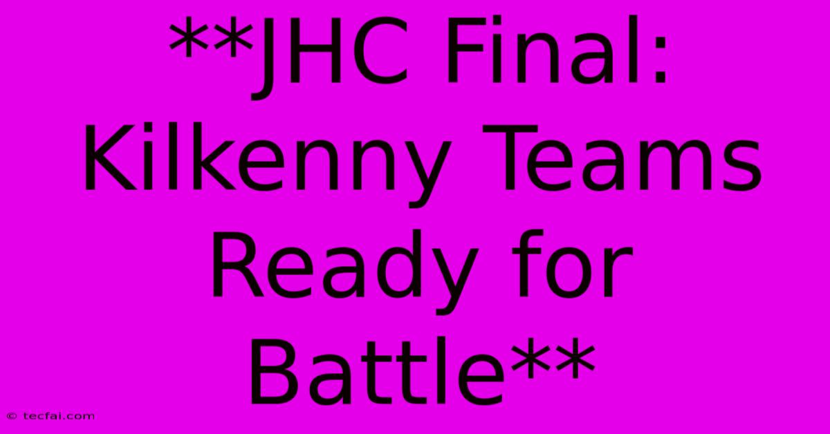 **JHC Final: Kilkenny Teams Ready For Battle**