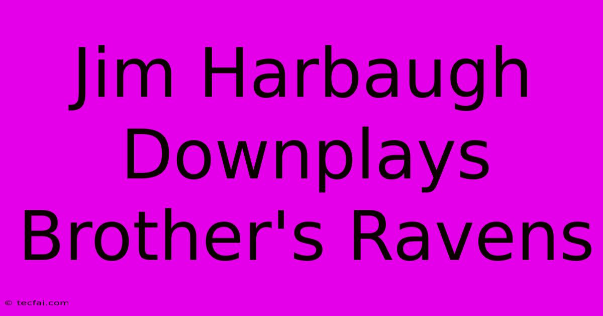 Jim Harbaugh Downplays Brother's Ravens