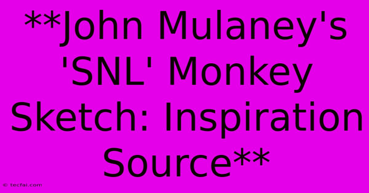 **John Mulaney's 'SNL' Monkey Sketch: Inspiration Source**