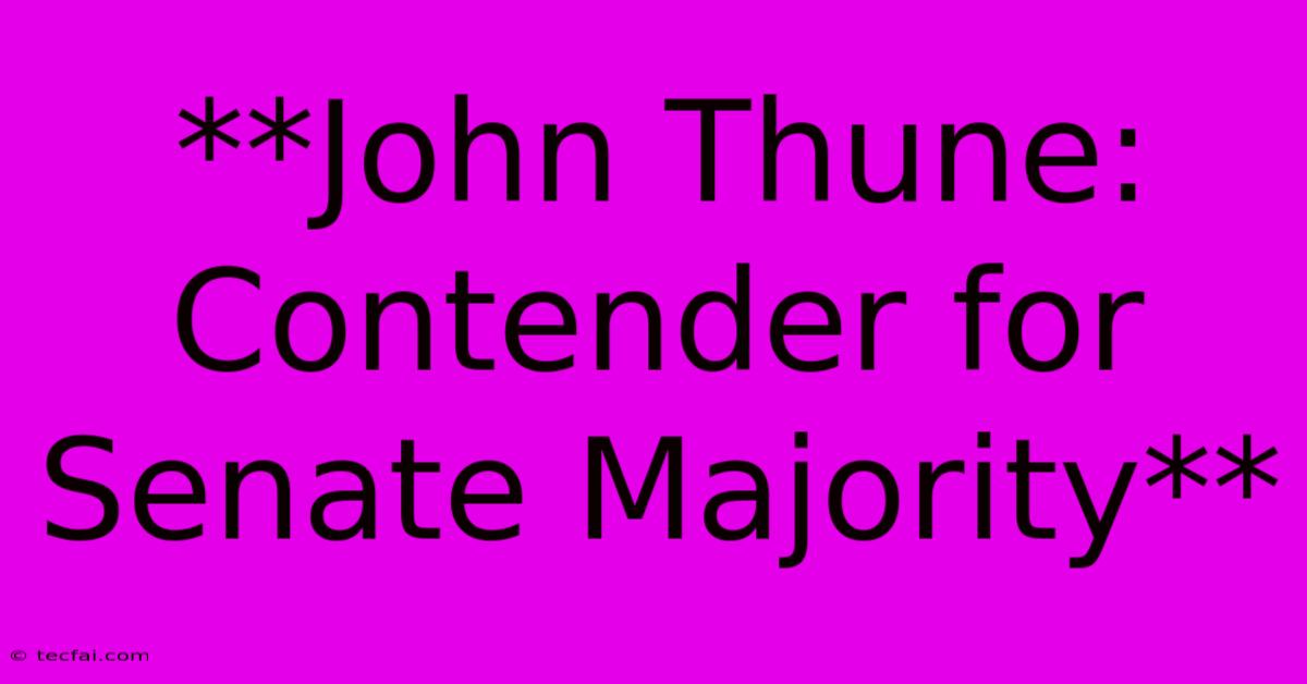 **John Thune: Contender For Senate Majority**