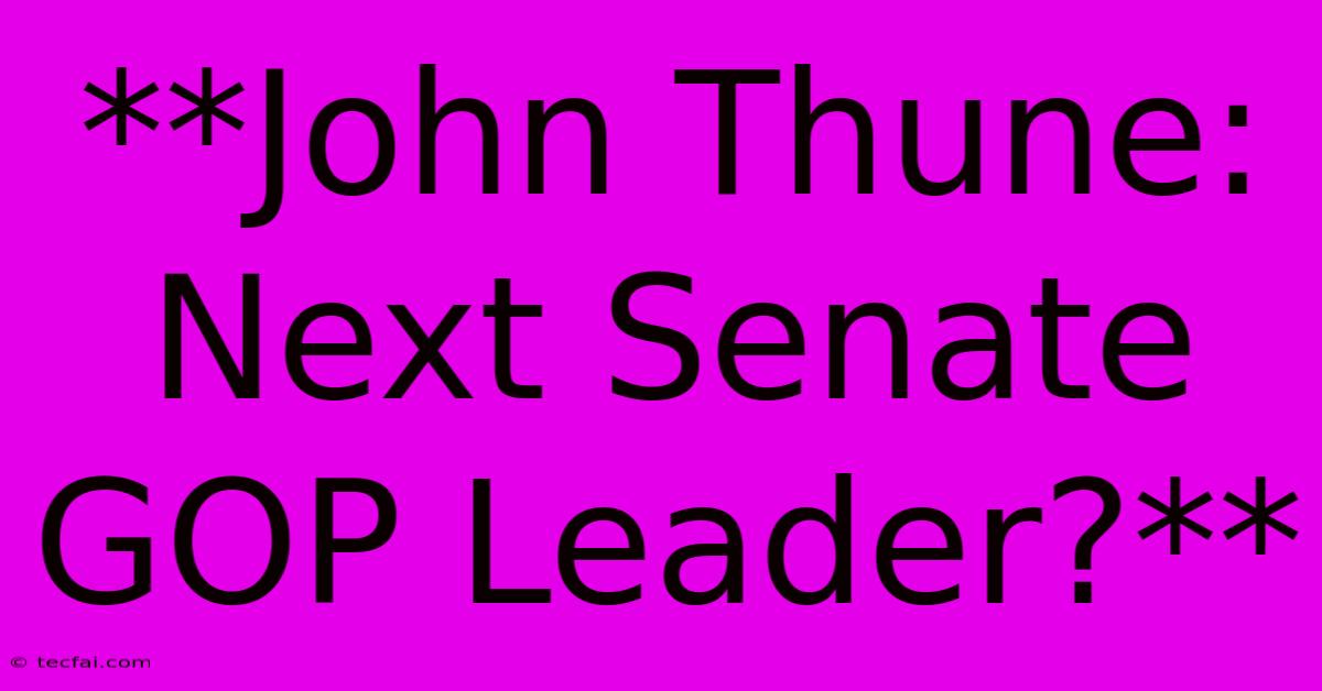 **John Thune: Next Senate GOP Leader?**