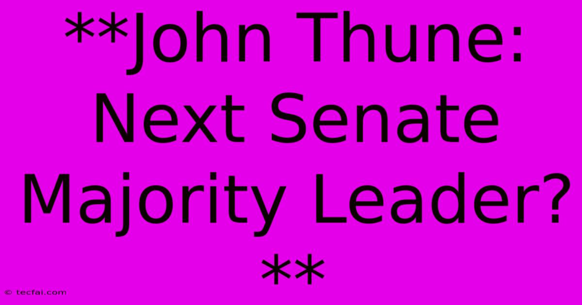 **John Thune: Next Senate Majority Leader?**