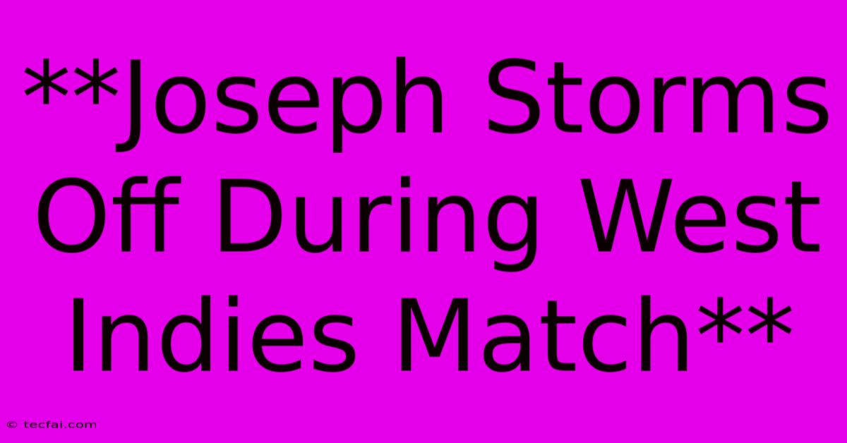 **Joseph Storms Off During West Indies Match**