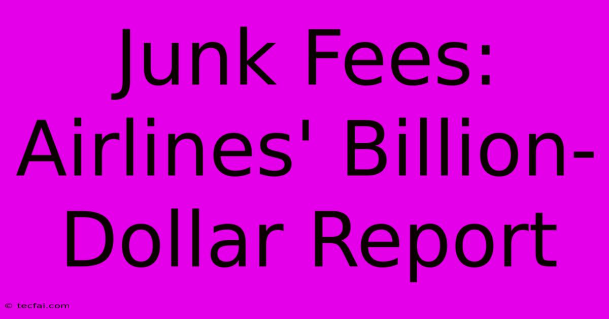 Junk Fees: Airlines' Billion-Dollar Report