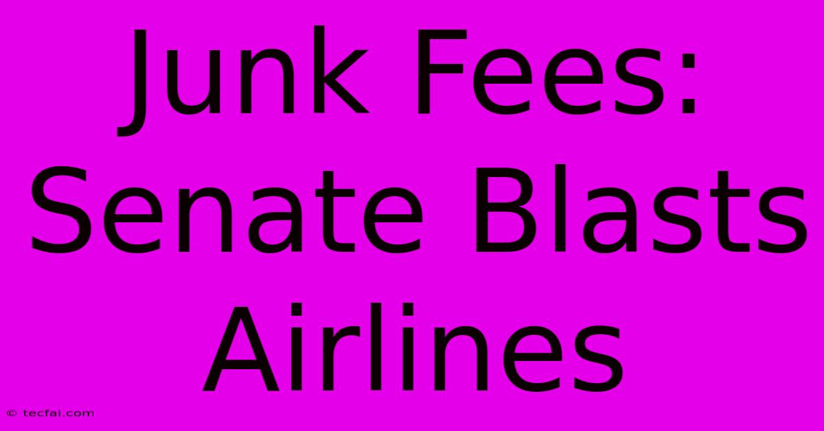 Junk Fees: Senate Blasts Airlines