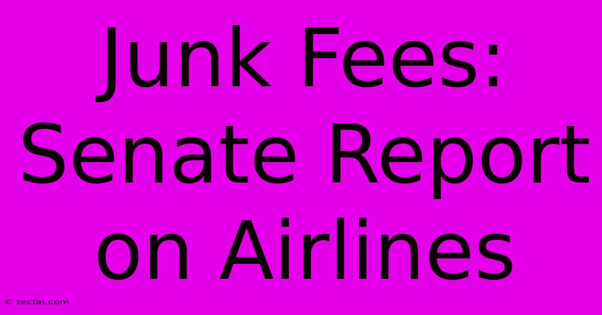 Junk Fees: Senate Report On Airlines