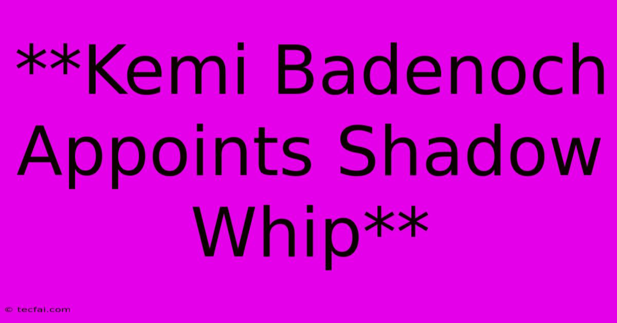 **Kemi Badenoch Appoints Shadow Whip**