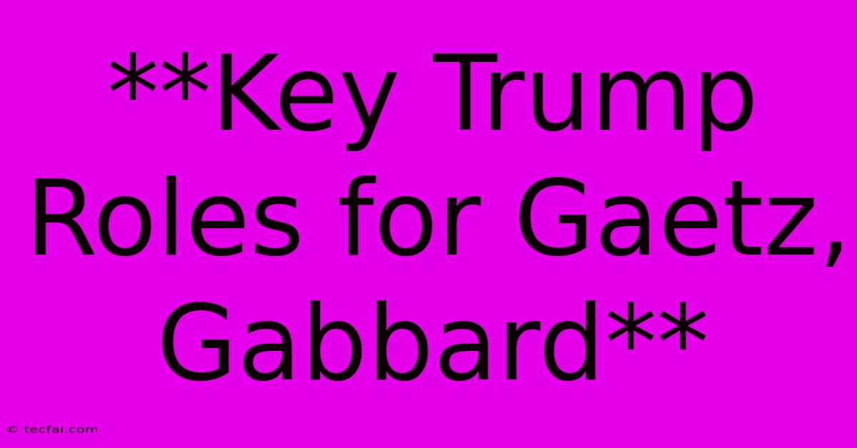 **Key Trump Roles For Gaetz, Gabbard**