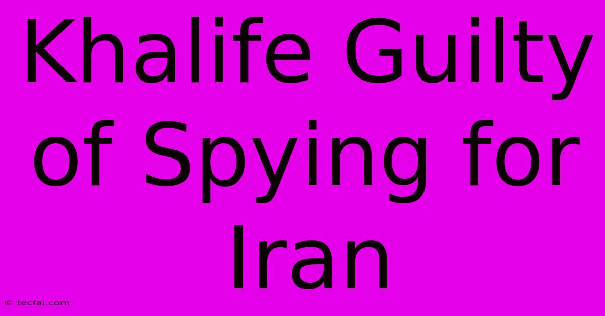 Khalife Guilty Of Spying For Iran