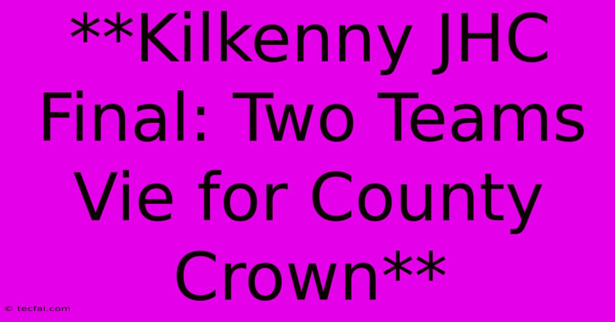 **Kilkenny JHC Final: Two Teams Vie For County Crown** 