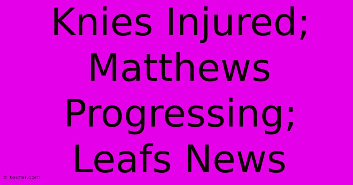 Knies Injured; Matthews Progressing; Leafs News