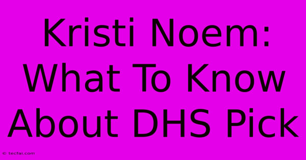 Kristi Noem: What To Know About DHS Pick 