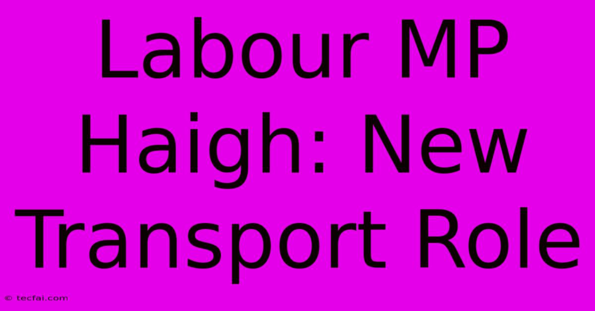 Labour MP Haigh: New Transport Role