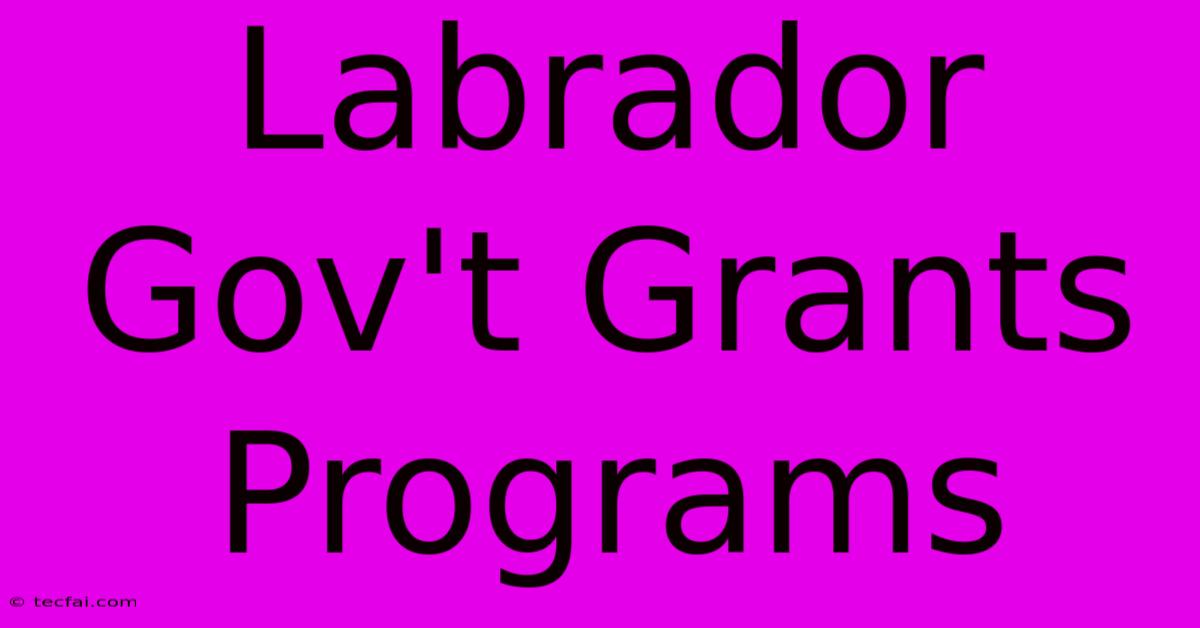 Labrador Gov't Grants Programs