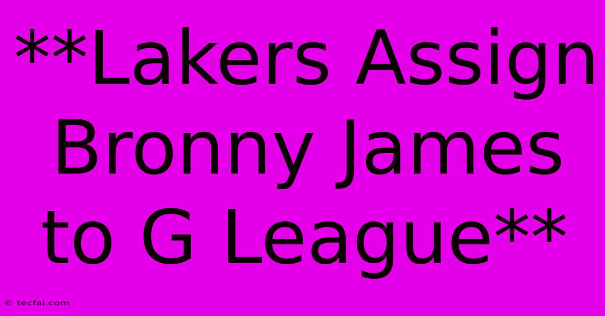 **Lakers Assign Bronny James To G League**