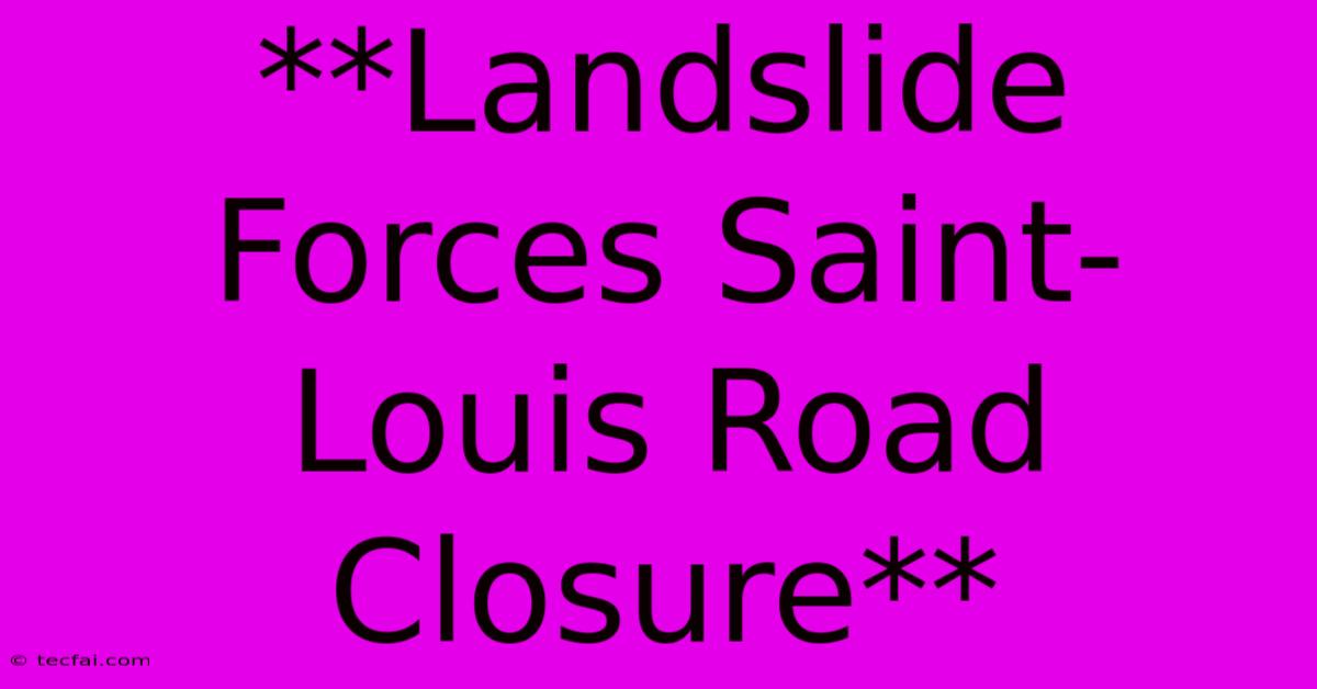 **Landslide Forces Saint-Louis Road Closure**