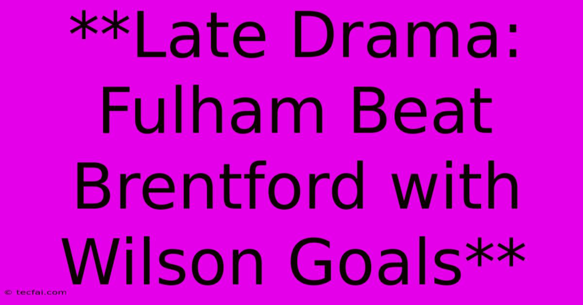 **Late Drama: Fulham Beat Brentford With Wilson Goals**