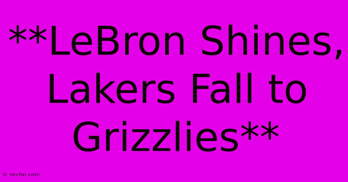 **LeBron Shines, Lakers Fall To Grizzlies**