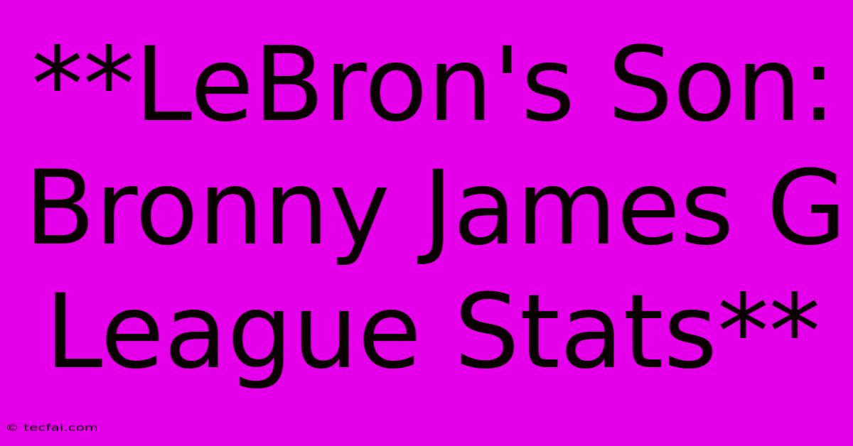 **LeBron's Son: Bronny James G League Stats**