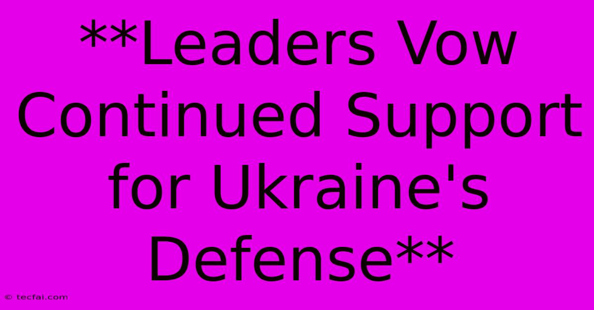 **Leaders Vow Continued Support For Ukraine's Defense** 