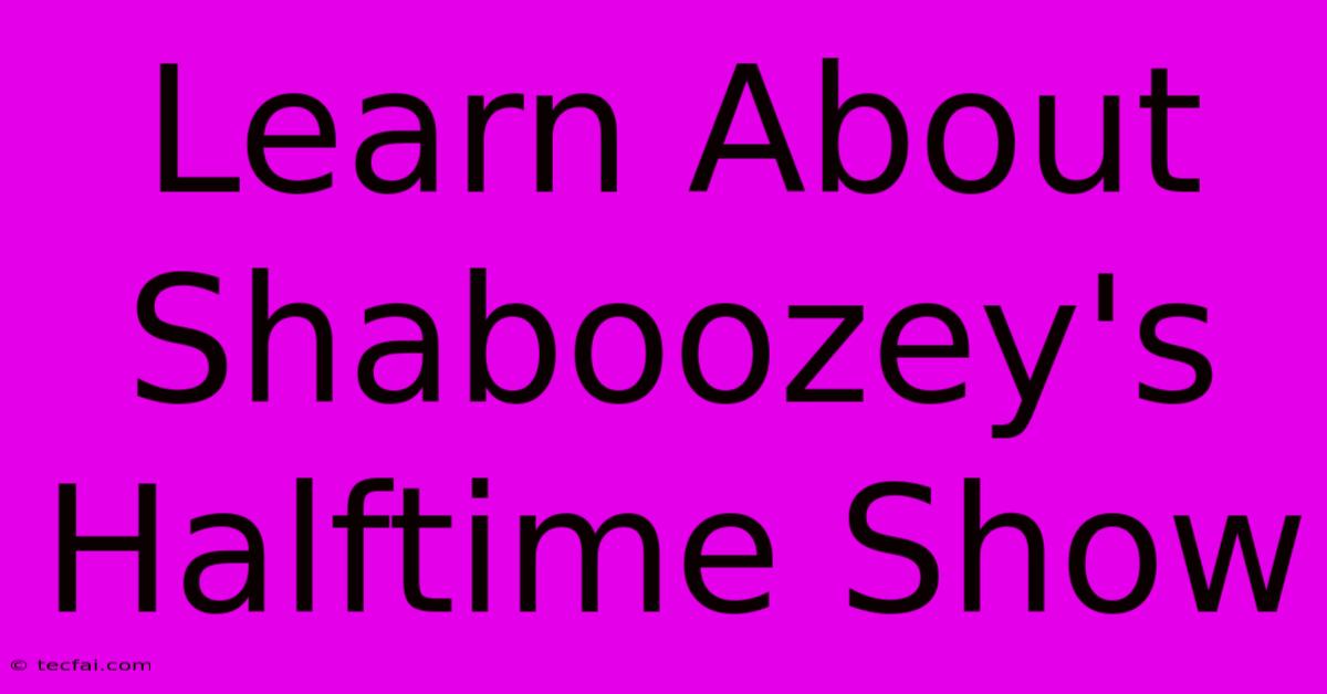 Learn About Shaboozey's Halftime Show