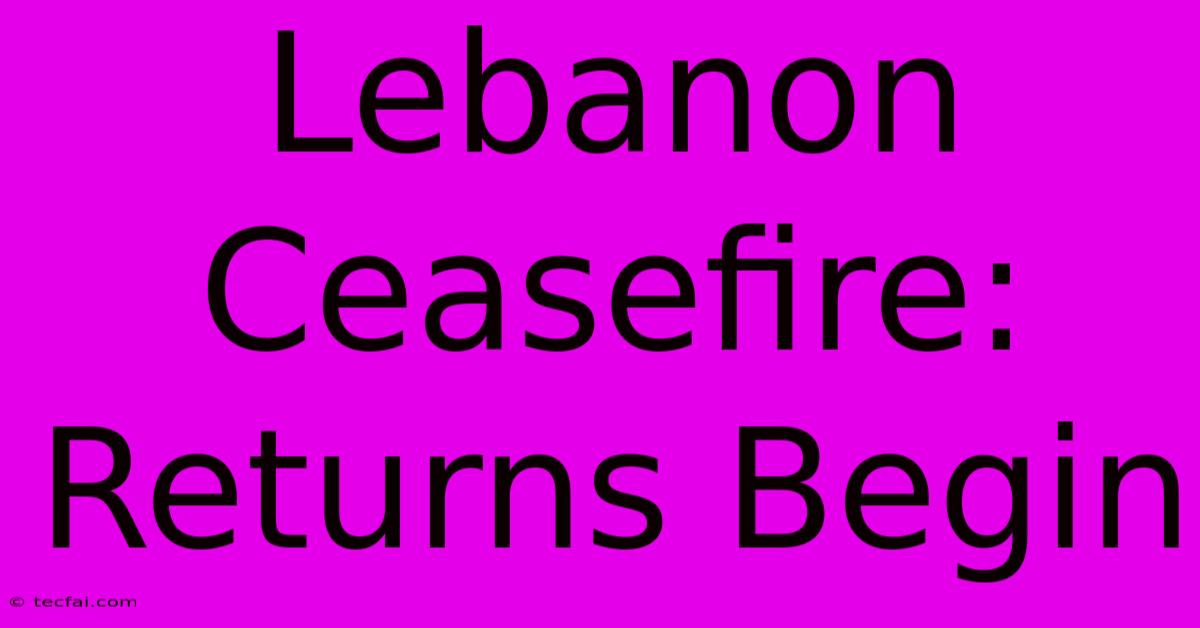 Lebanon Ceasefire: Returns Begin