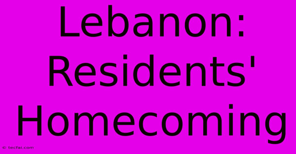 Lebanon: Residents' Homecoming