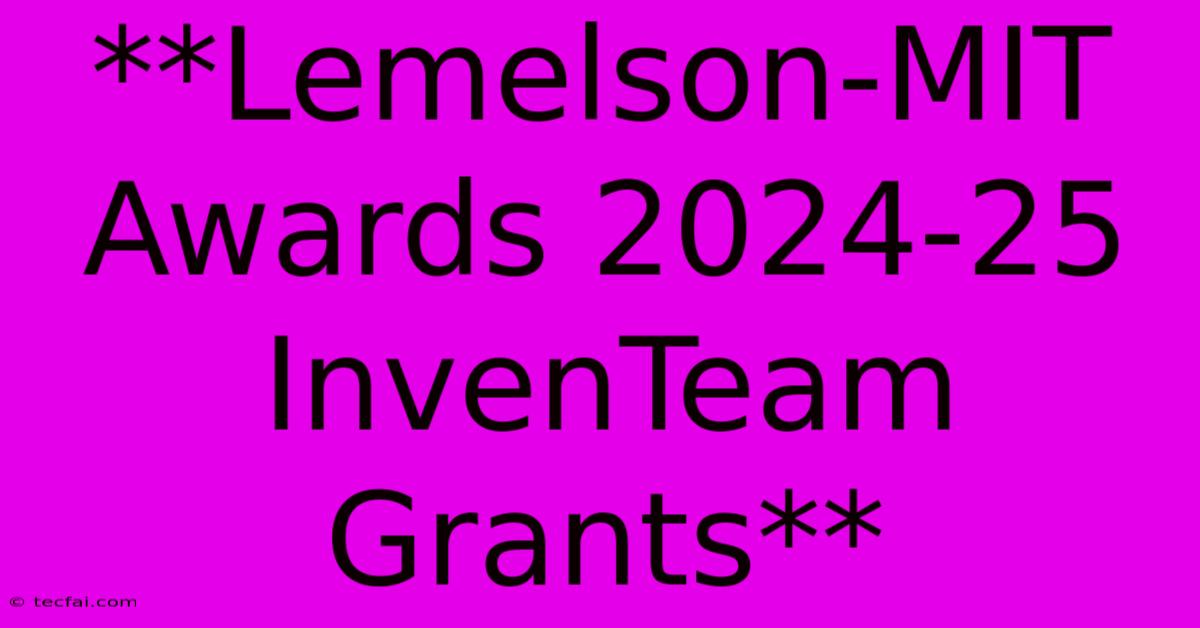 **Lemelson-MIT Awards 2024-25 InvenTeam Grants**