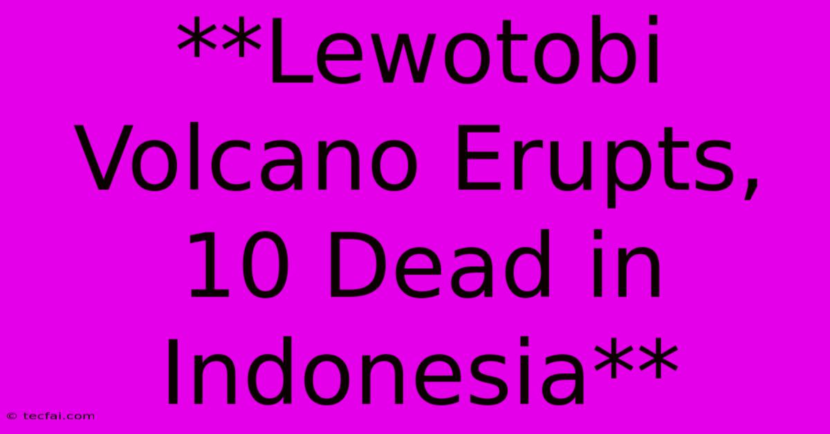 **Lewotobi Volcano Erupts, 10 Dead In Indonesia**