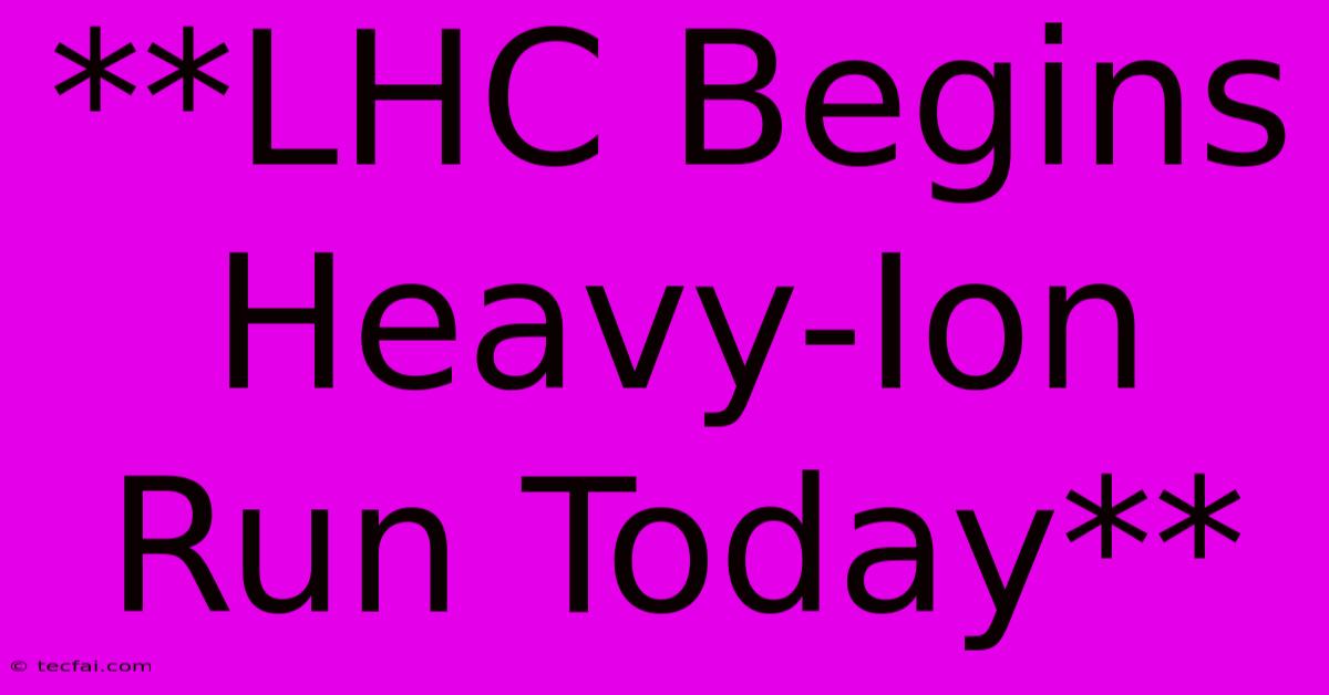 **LHC Begins Heavy-Ion Run Today**